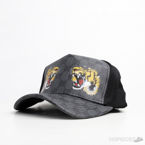 Gucci Tigers Print GG Supreme Baseball Charcoal Cap